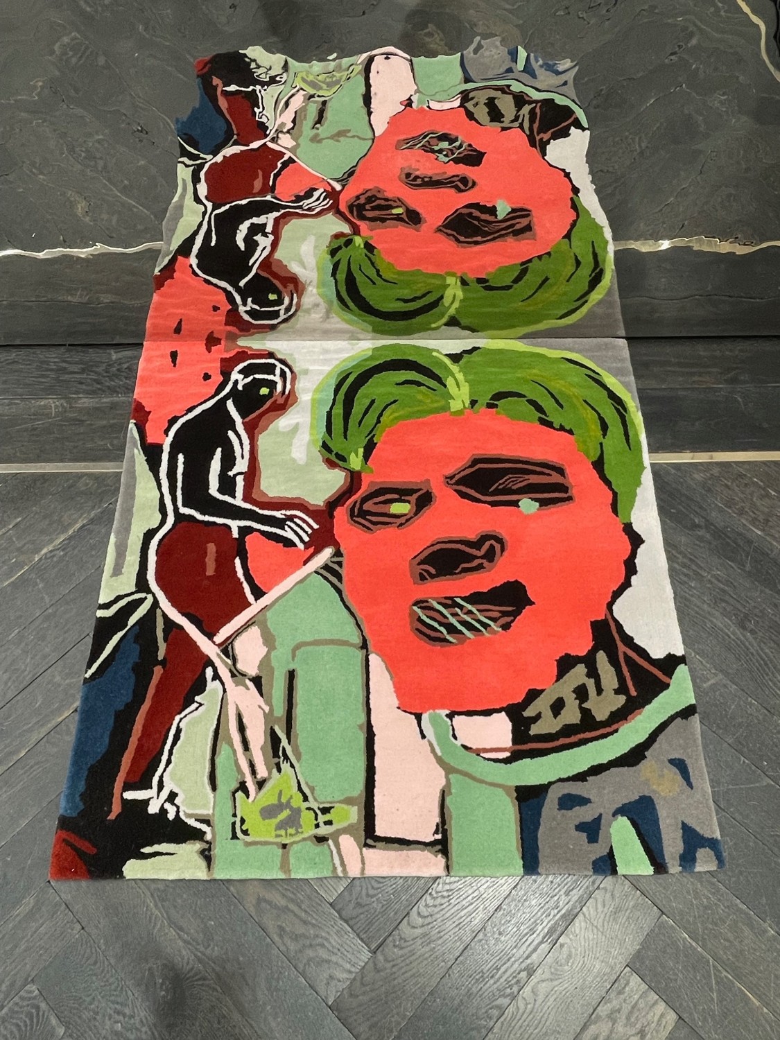 Expressive red and green botanical textile